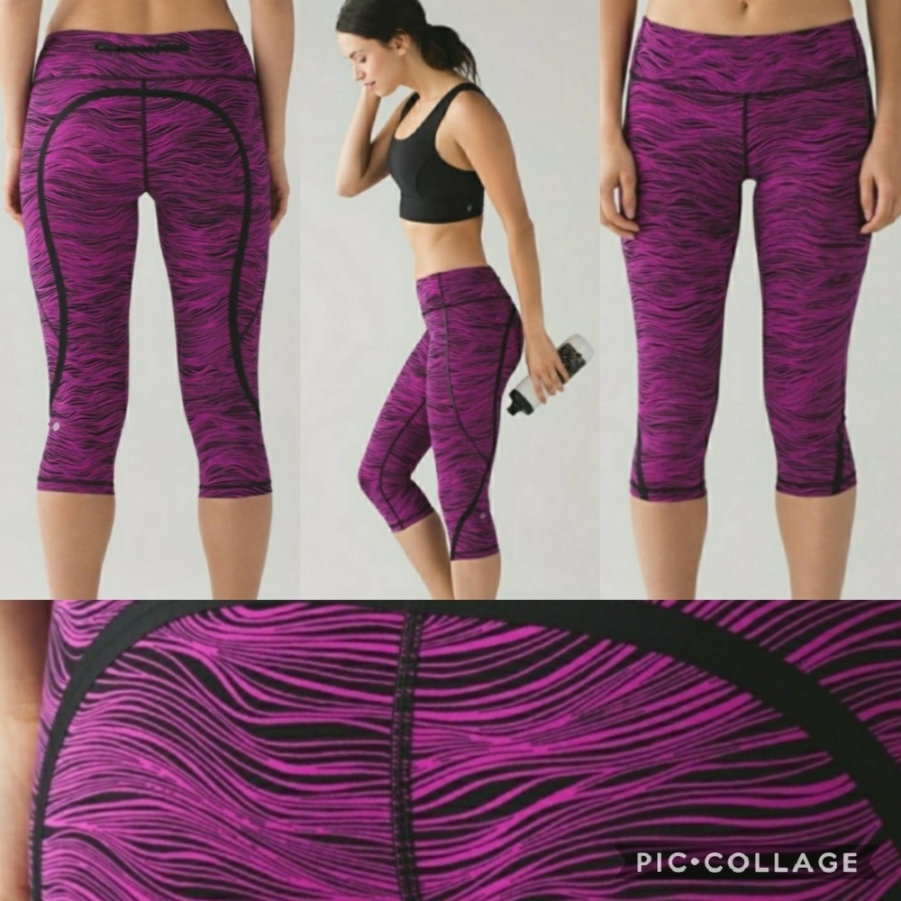 Lululemon Crop Legging. Pink & Black. Size 6